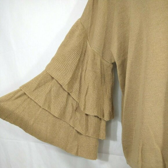 Derek Heart Sweater Knit Top Layered Sleeve Women Size L Brown 3/4 Sleeve - Picture 3 of 7